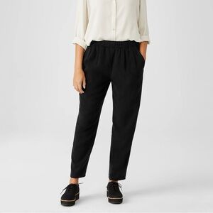 Eileen Fisher Soft Twill Pleated Tapered Ankle Pant Black Size Small NWT